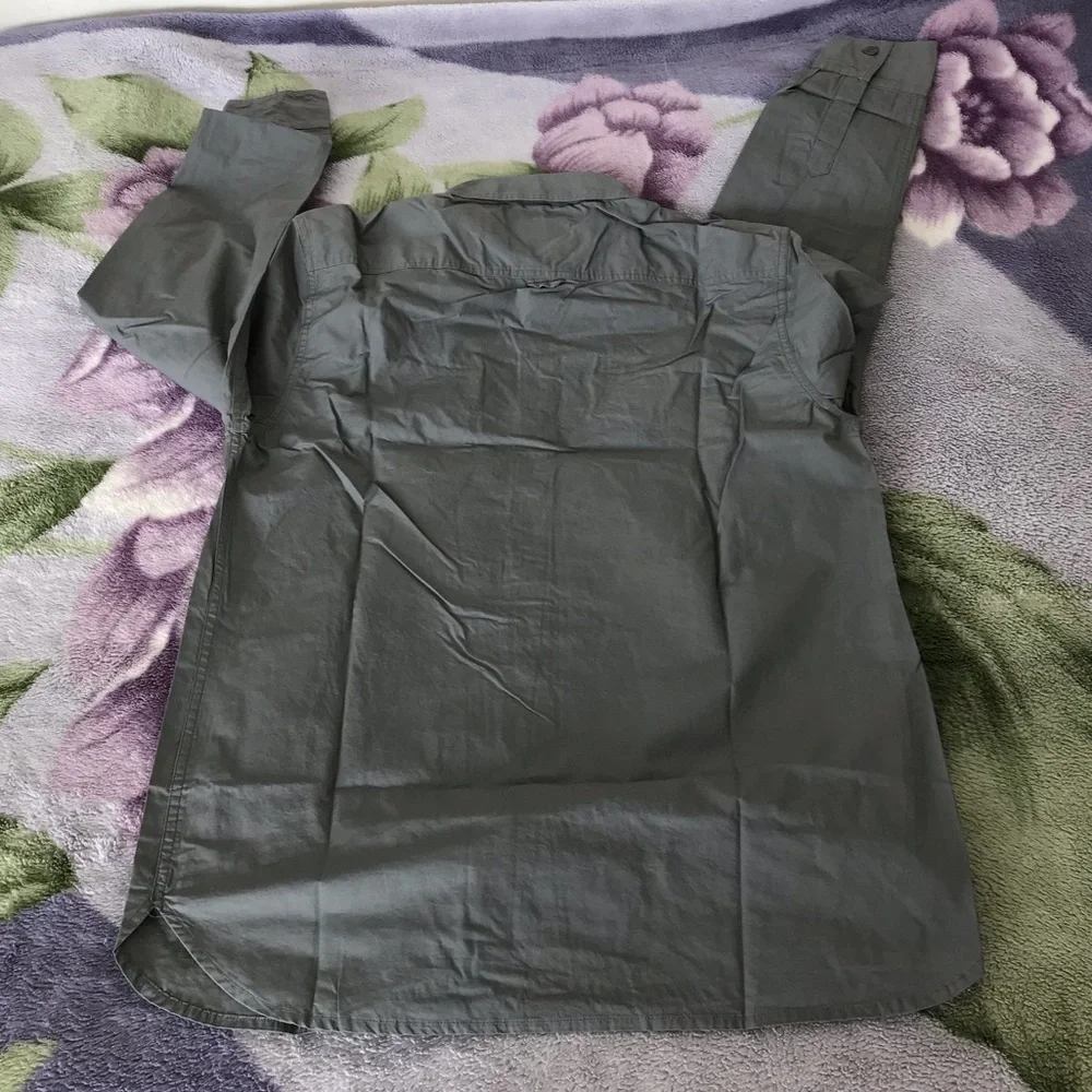 Long Sleeve Casual Button Down Shirt in Graphite Gray Color